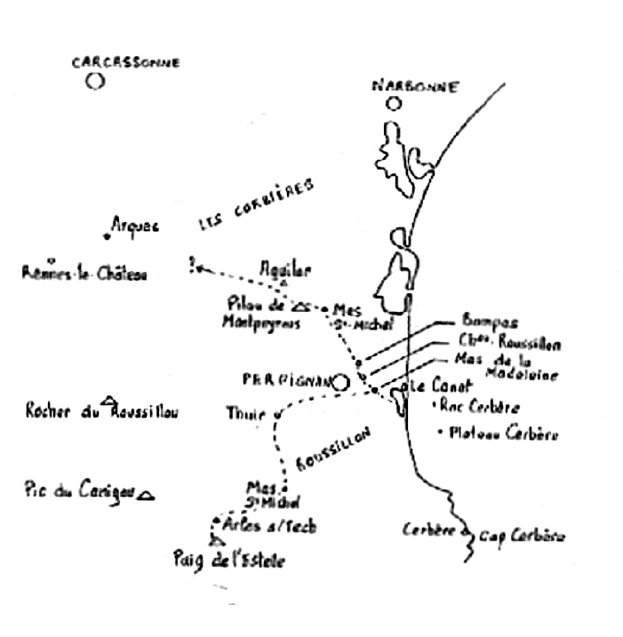 Mapa trasy rzekomej podróży Magdaleny