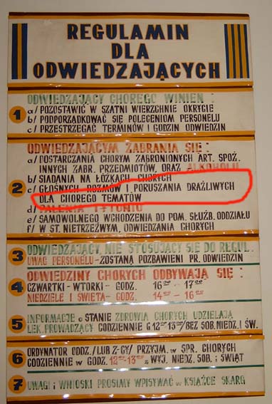 Regulamin odwiedzania w szpitalu Dietla