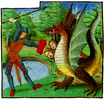 Kadmos walczy ze smokiem - XV-wieczna ilustracja