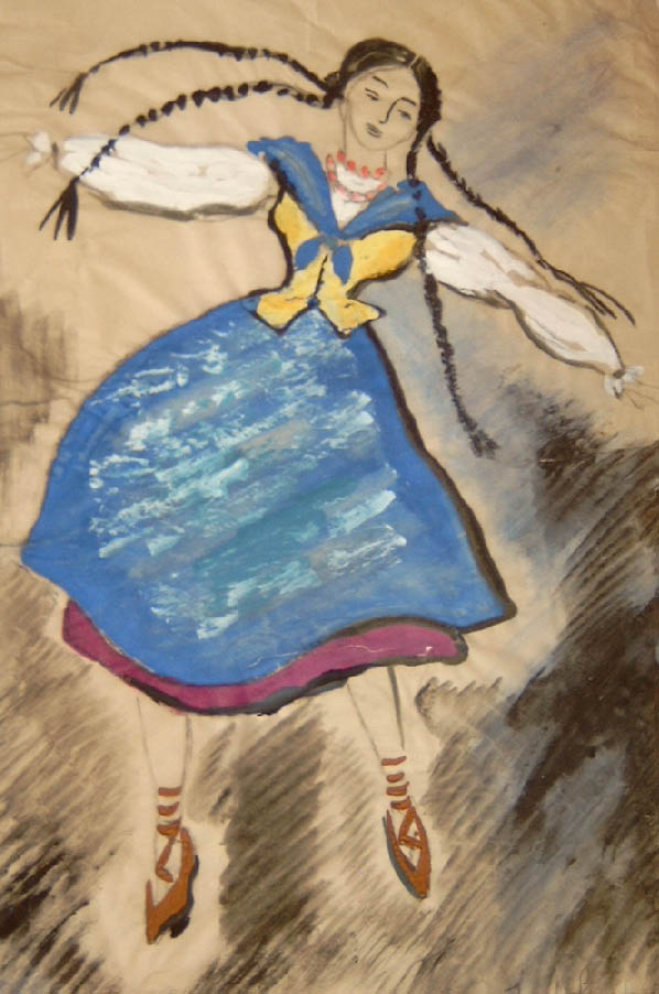 Projekt kostiumy Dziewczyny autorstwa Ireny Lorentowicz, w zbiorach "Atmy"